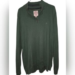 Fat Face Sweatshirt Mens 2XL Regular‎ Green 1/4 Zip Wool Blend Jumper Logo UK